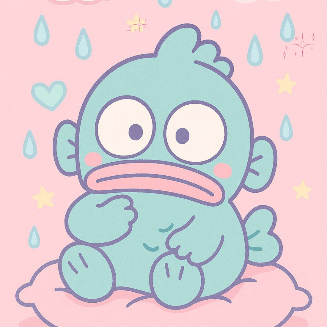 Hangyodon is Sanrio's lovably imperfect blue fish who's clumsy but optimistic. This half-moon shaped underdog has charmed fans since 1985! 🐟💙