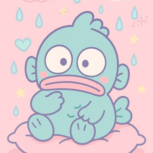 Hangyodon is Sanrio's lovably imperfect blue fish who's clumsy but optimistic. This half-moon shaped underdog has charmed fans since 1985! 🐟💙