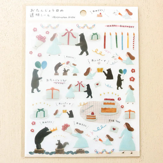[Made in Japan] Tie stickers, Birthday transparent stickers