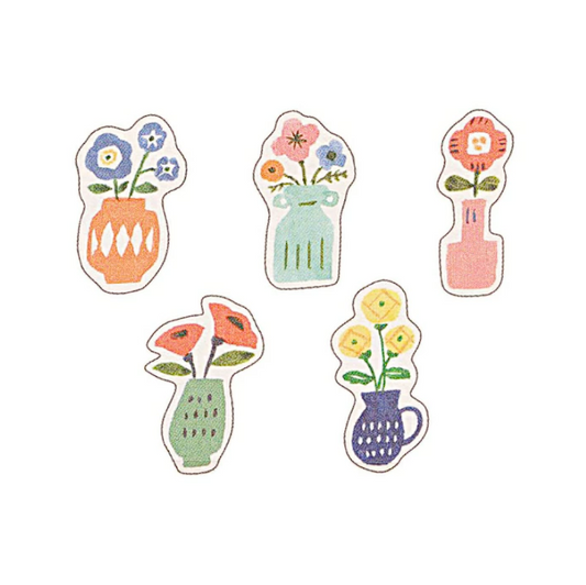 [Made in Japan] Furukawa Shiko Sticker Flakes - Vases of Flowers