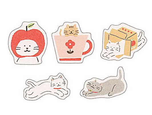 [Made in Japan] Furukawa Shiko - Washi Flake Stickers - Watashi-Biyori Series - Cats