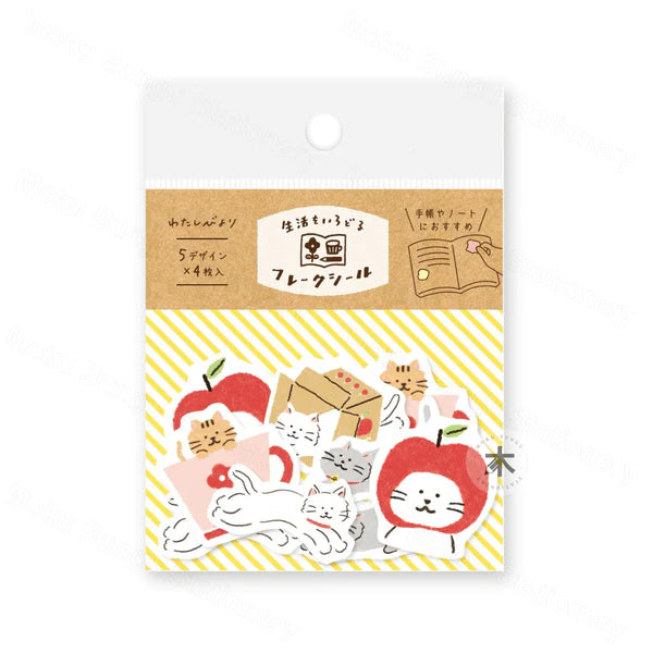 [Made in Japan] Furukawa Shiko - Washi Flake Stickers - Watashi-Biyori Series - Cats