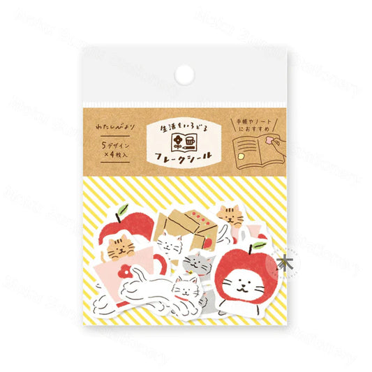[Made in Japan] Furukawa Shiko - Washi Flake Stickers - Watashi-Biyori Series - Cats